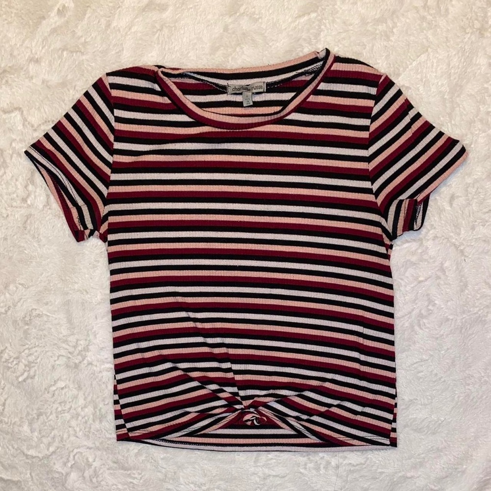 Charlotte Russe Multicolor Striped Short Sleeve Tee